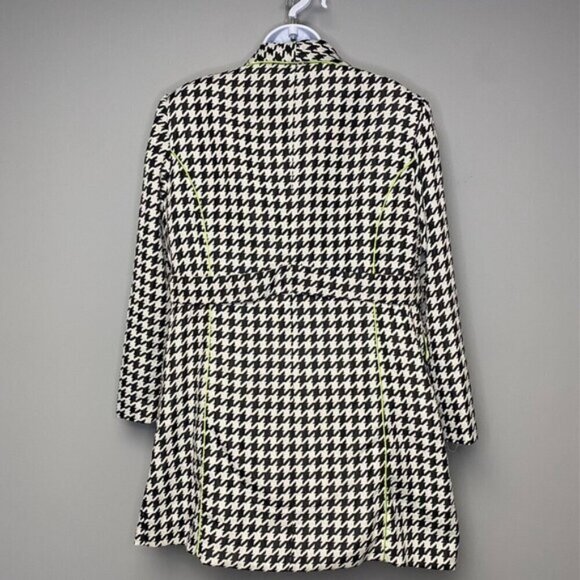 Vintage AS.HRO Houndstooth Neon Green Women's Retro Peacoat Jacket Size 16 - Picture 4 of 7